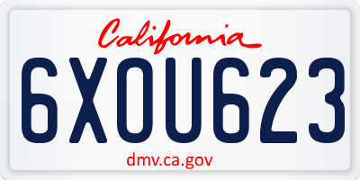CA license plate 6XOU623