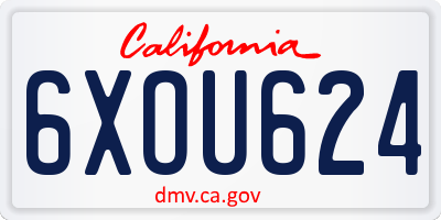 CA license plate 6XOU624