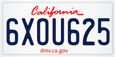 CA license plate 6XOU625