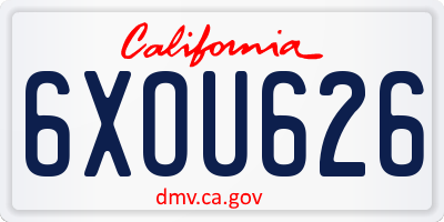 CA license plate 6XOU626