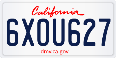 CA license plate 6XOU627
