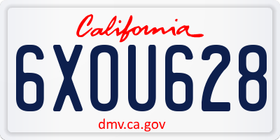 CA license plate 6XOU628