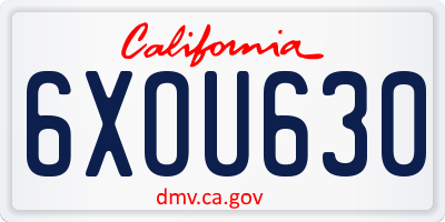 CA license plate 6XOU630