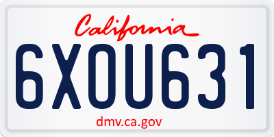 CA license plate 6XOU631