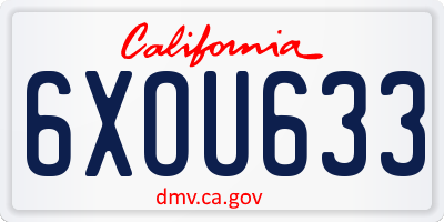 CA license plate 6XOU633