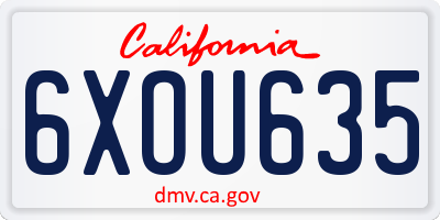 CA license plate 6XOU635