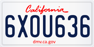 CA license plate 6XOU636