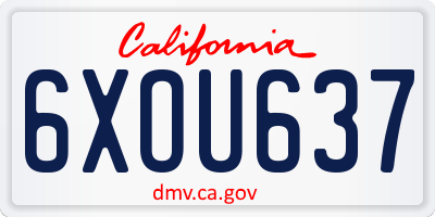 CA license plate 6XOU637