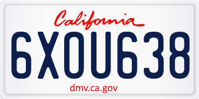 CA license plate 6XOU638