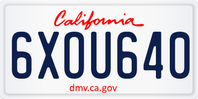 CA license plate 6XOU640