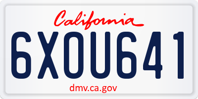 CA license plate 6XOU641