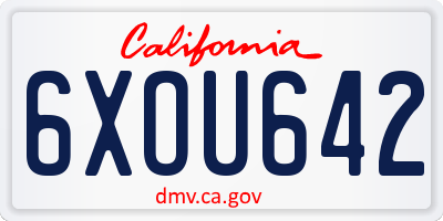 CA license plate 6XOU642