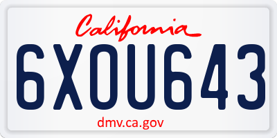 CA license plate 6XOU643