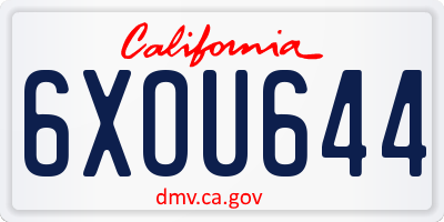 CA license plate 6XOU644