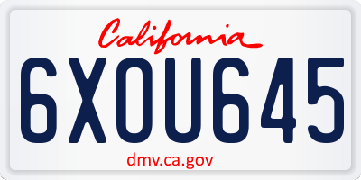 CA license plate 6XOU645