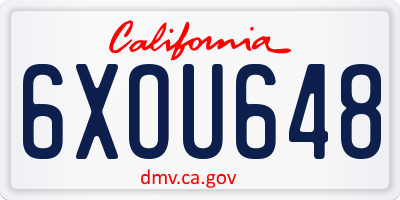 CA license plate 6XOU648