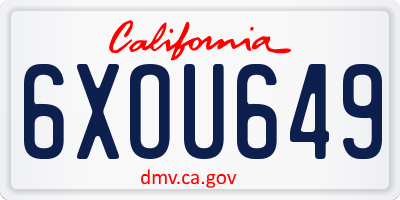 CA license plate 6XOU649