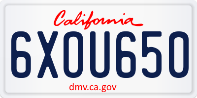 CA license plate 6XOU650