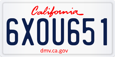 CA license plate 6XOU651