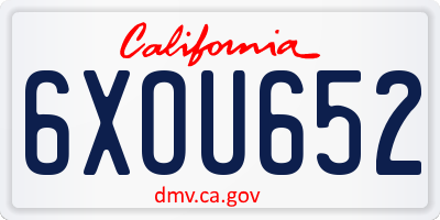 CA license plate 6XOU652