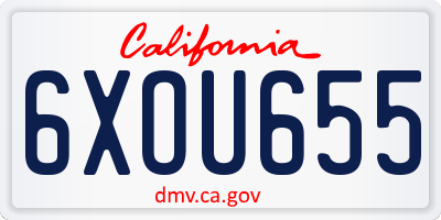 CA license plate 6XOU655