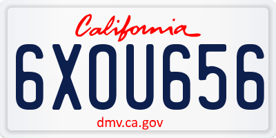 CA license plate 6XOU656