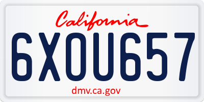 CA license plate 6XOU657