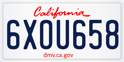 CA license plate 6XOU658