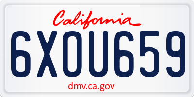 CA license plate 6XOU659