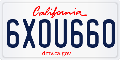 CA license plate 6XOU660