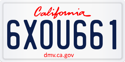 CA license plate 6XOU661