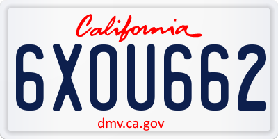 CA license plate 6XOU662