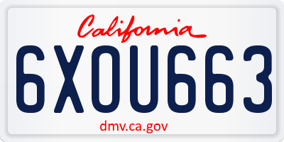 CA license plate 6XOU663