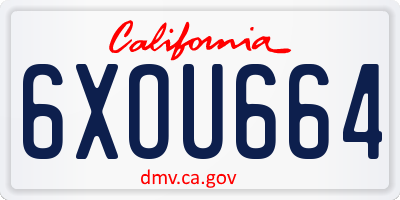 CA license plate 6XOU664