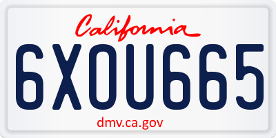 CA license plate 6XOU665