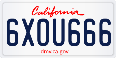 CA license plate 6XOU666