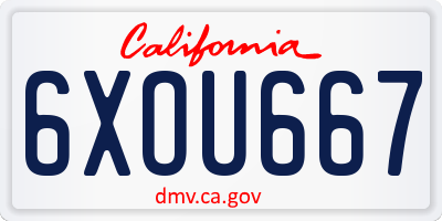CA license plate 6XOU667