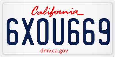 CA license plate 6XOU669