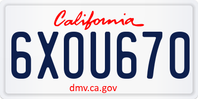 CA license plate 6XOU670