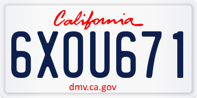 CA license plate 6XOU671