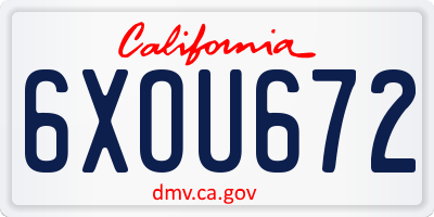 CA license plate 6XOU672
