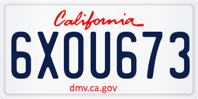 CA license plate 6XOU673