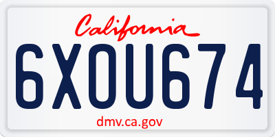 CA license plate 6XOU674
