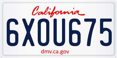 CA license plate 6XOU675