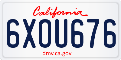 CA license plate 6XOU676