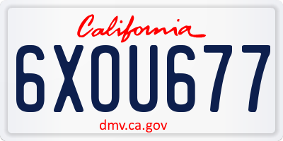 CA license plate 6XOU677