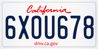 CA license plate 6XOU678