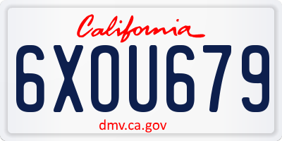 CA license plate 6XOU679