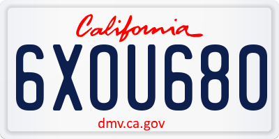 CA license plate 6XOU680