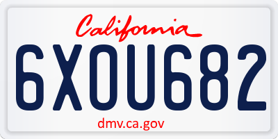 CA license plate 6XOU682